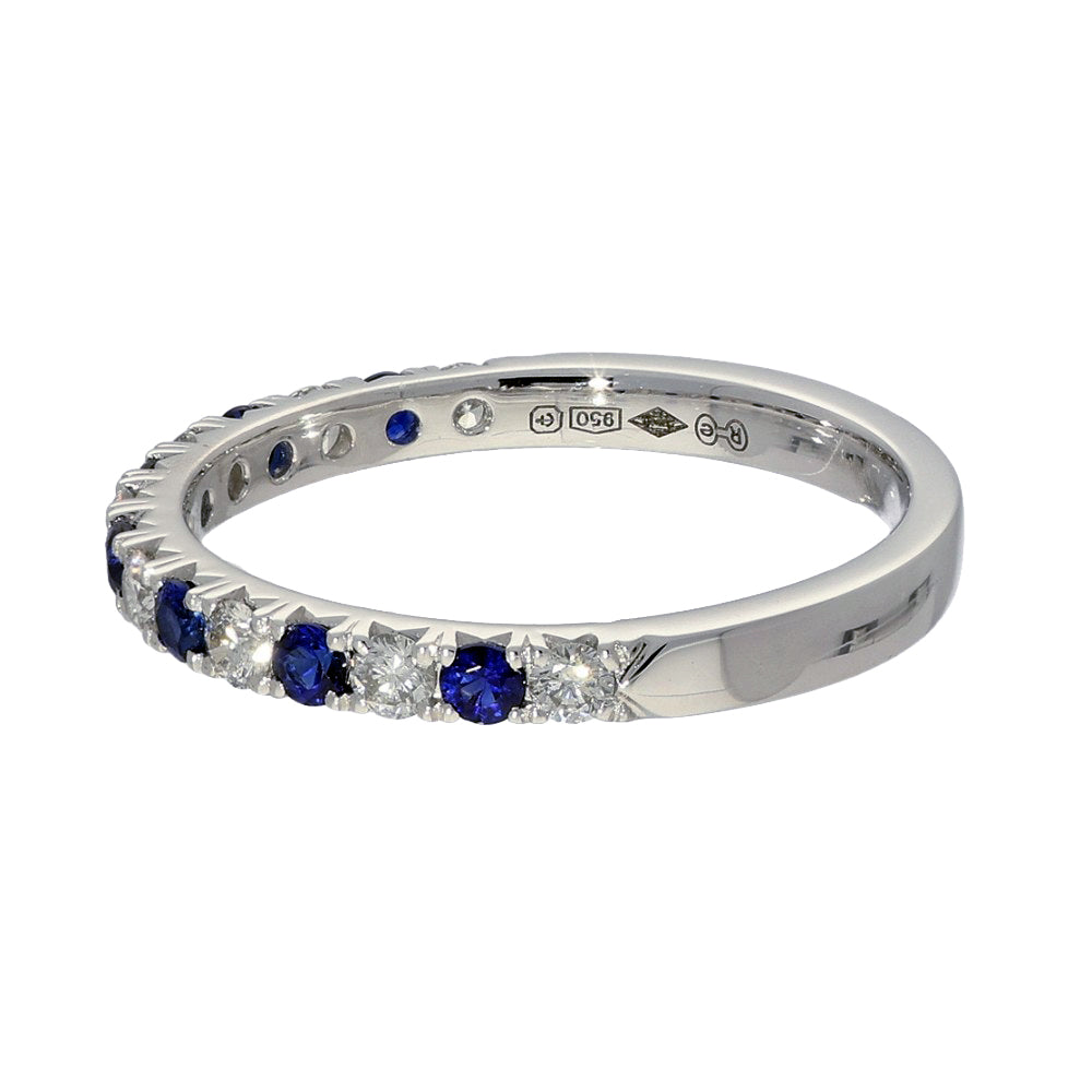 Platinum Sapphire & Diamond Slim 2.2mm Half Eternity Ring