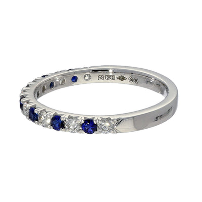 Platinum Sapphire & Diamond Slim 2.2mm Half Eternity Ring