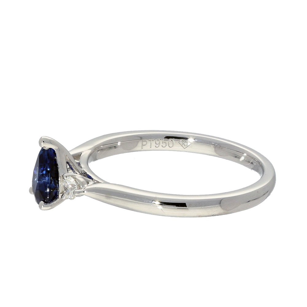 Platinum Pear Shape Sapphire and Diamond Trilogy Ring