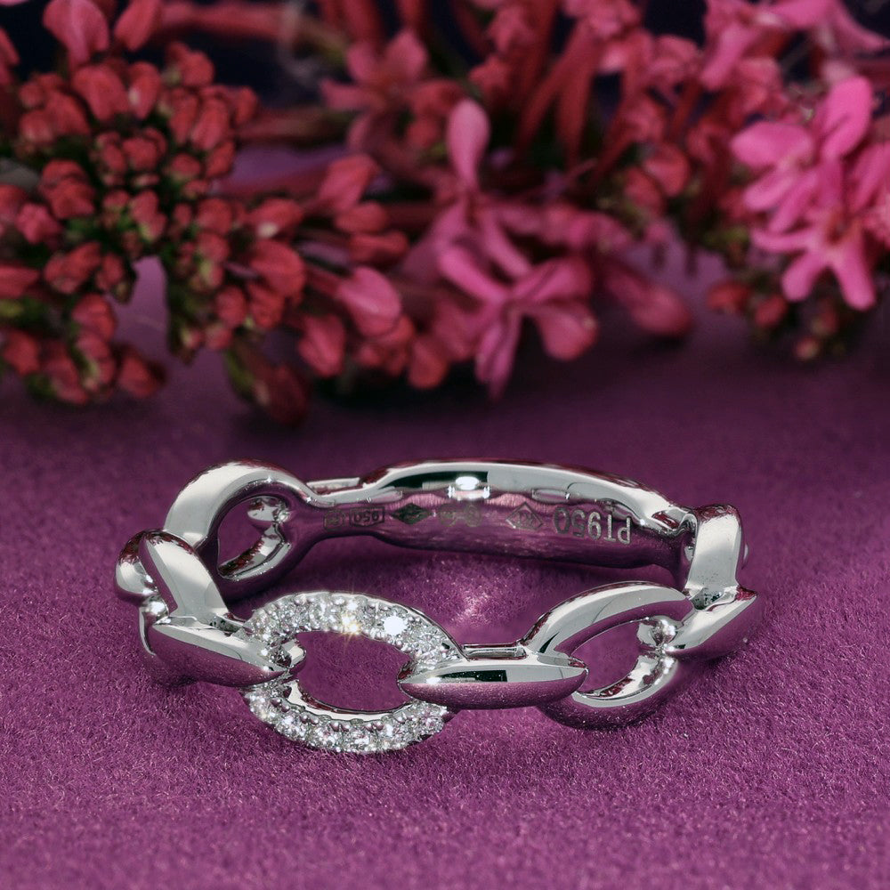 Platinum & Diamond Oval Chain Link Eternity Ring