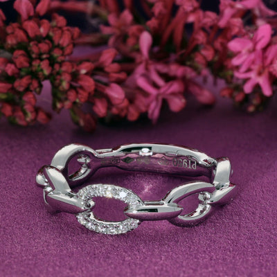 Platinum & Diamond Oval Chain Link Eternity Ring