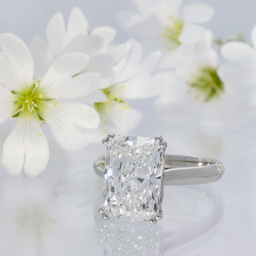 Platinum Laboratory-Grown 5ct Radiant Cut Diamond Solitaire Ring