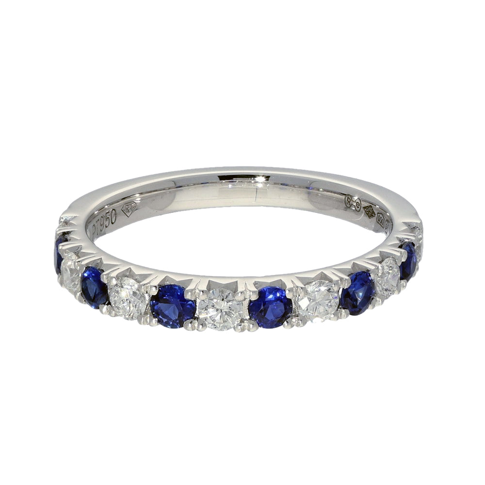 Platinum Sapphire & Diamond Slim 2.7mm Half Eternity Ring
