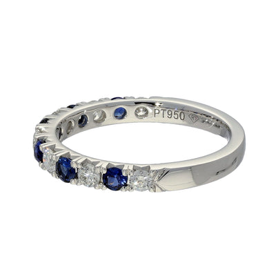 Platinum Sapphire & Diamond Slim 2.7mm Half Eternity Ring