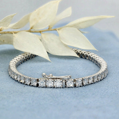 9ct White Gold Laboratory-Grown Diamond Tennis Bracelet - 5.00ct