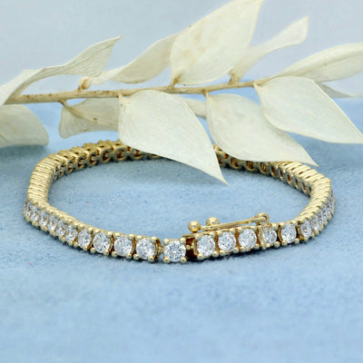 9ct Yellow Gold Laboratory-Grown Diamond Tennis Bracelet - 5.00ct