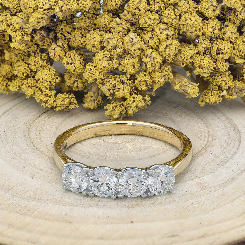 18ct Yellow Gold 1ct Diamond 4-Stone Eternity Ring