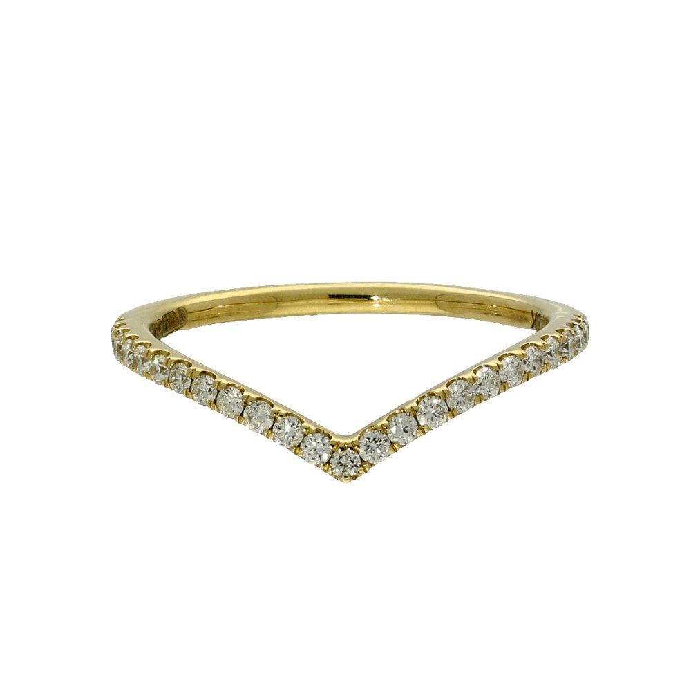 18ct Yellow Gold Diamond Wishbone Half Eternity Ring