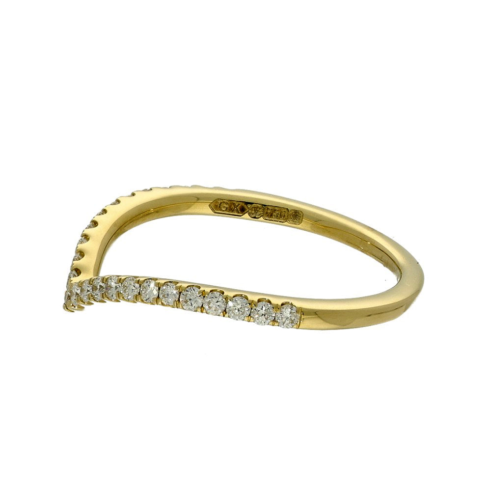 18ct Yellow Gold Diamond Wishbone Half Eternity Ring