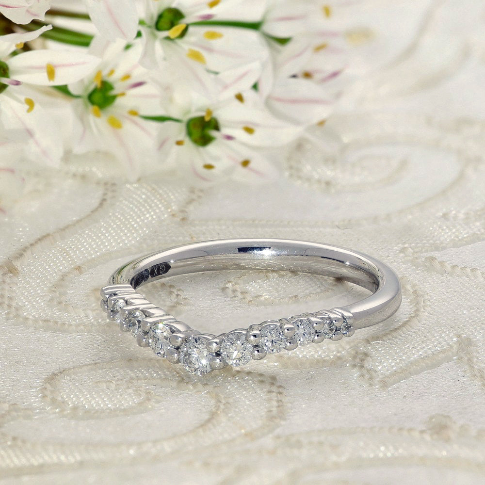 Platinum Graduated Diamond Wishbone Half Eternity Ring