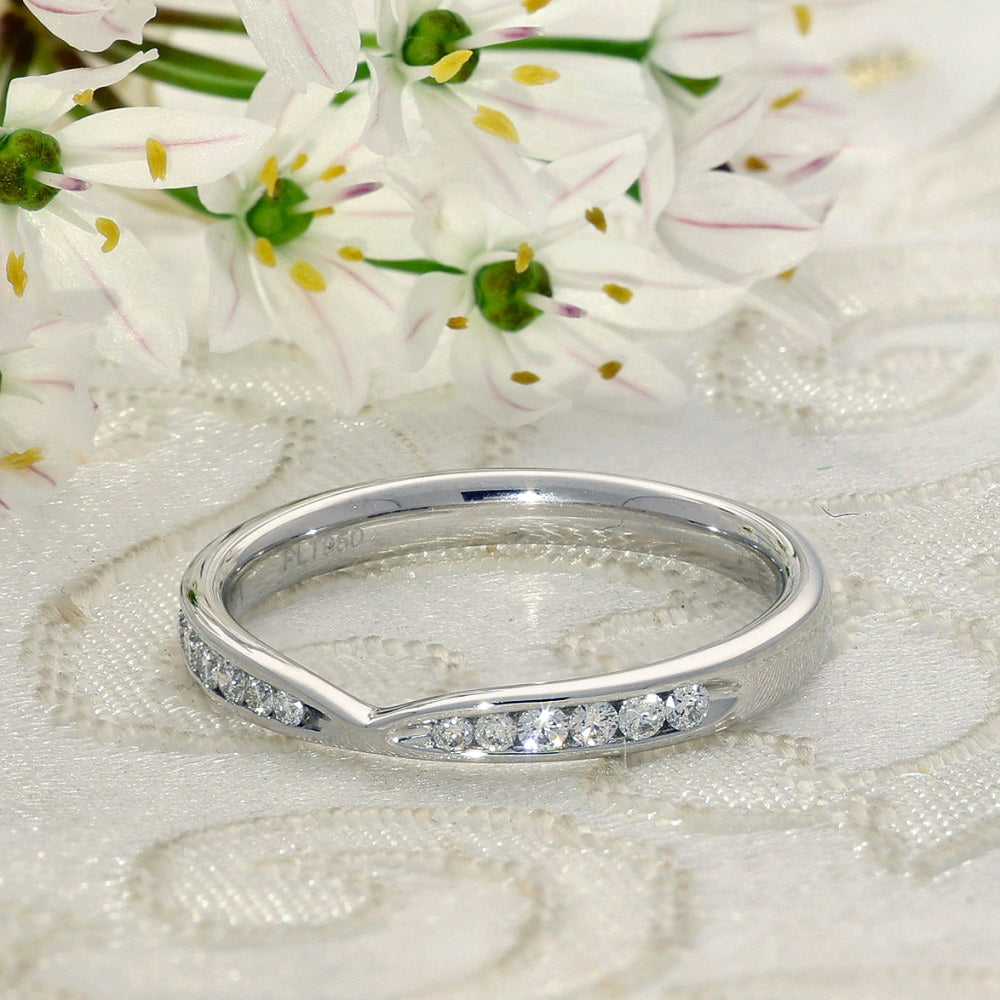 Platinum Diamond Shaped Half Eternity Ring