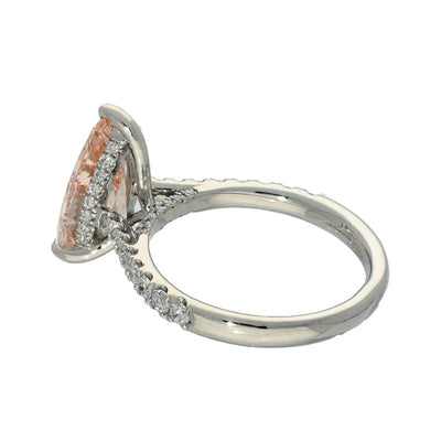Platinum Laboratory-Grown 2.9ct Pink Pear Cut with Diamond Shoulders Ring