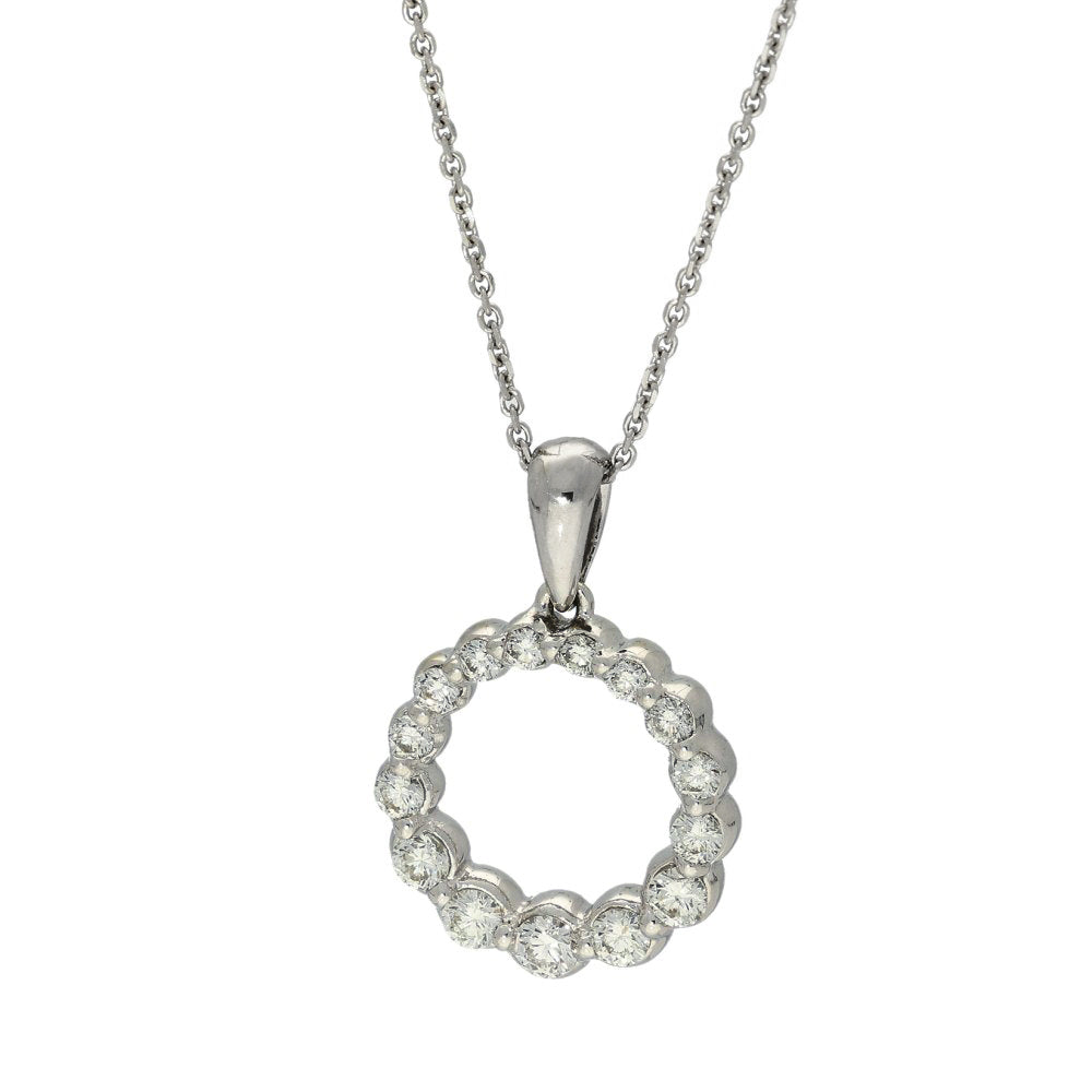 Pre-owned 18ct White Gold 0.60ct Diamond Circle Of Life Necklace 16"