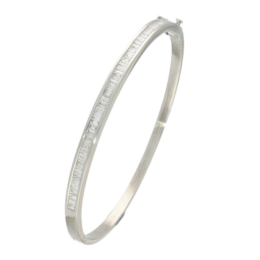 Pre-loved 18ct White Gold Baguette Diamond Bangle - 1.00ct