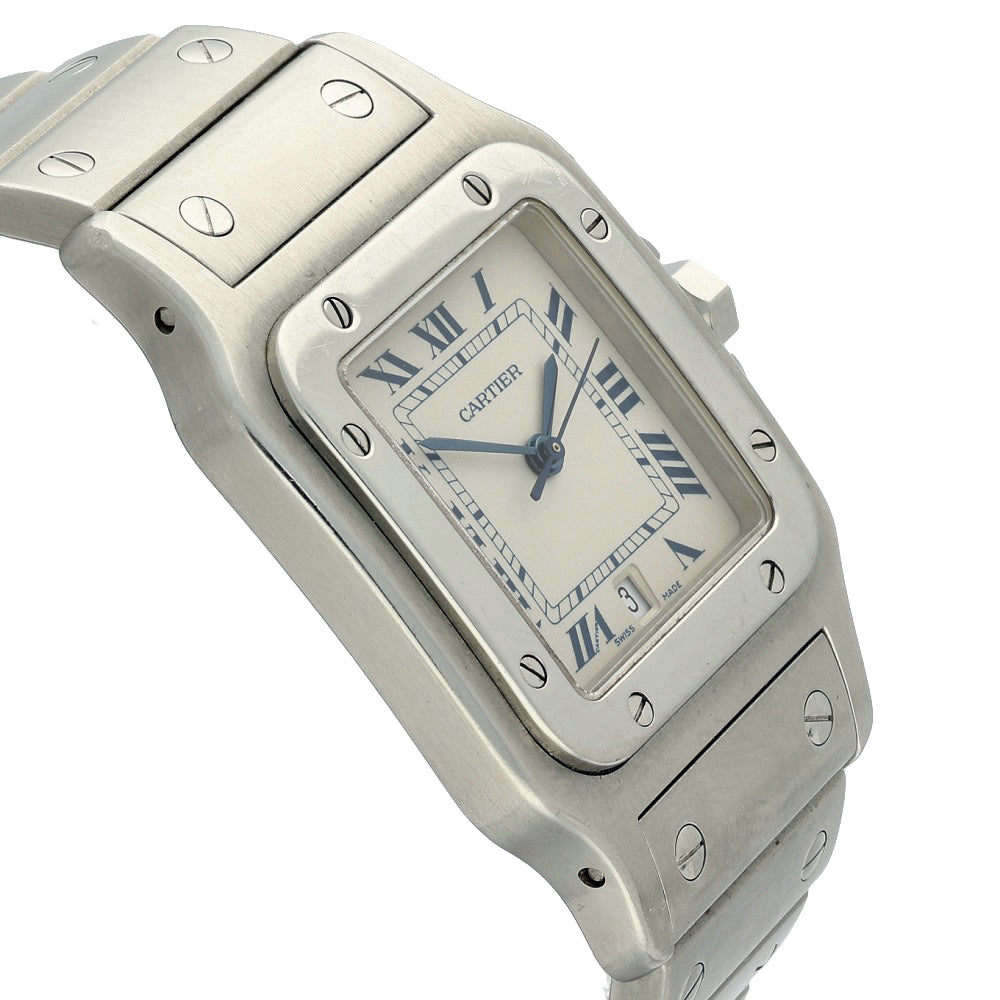 Cartier santos 100 quartz stainless steel best sale