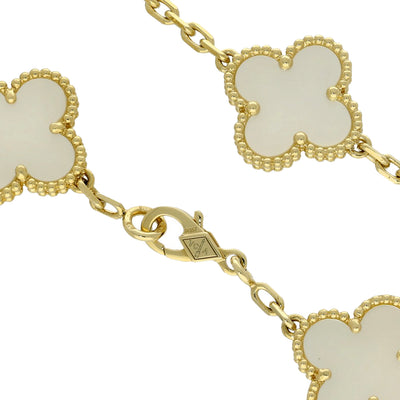 Pre-Loved Van Cleef & Arpels Vintage Alhambra Bracelet, 5 Motifs - 18ct Yellow Gold & Mother of Pearl