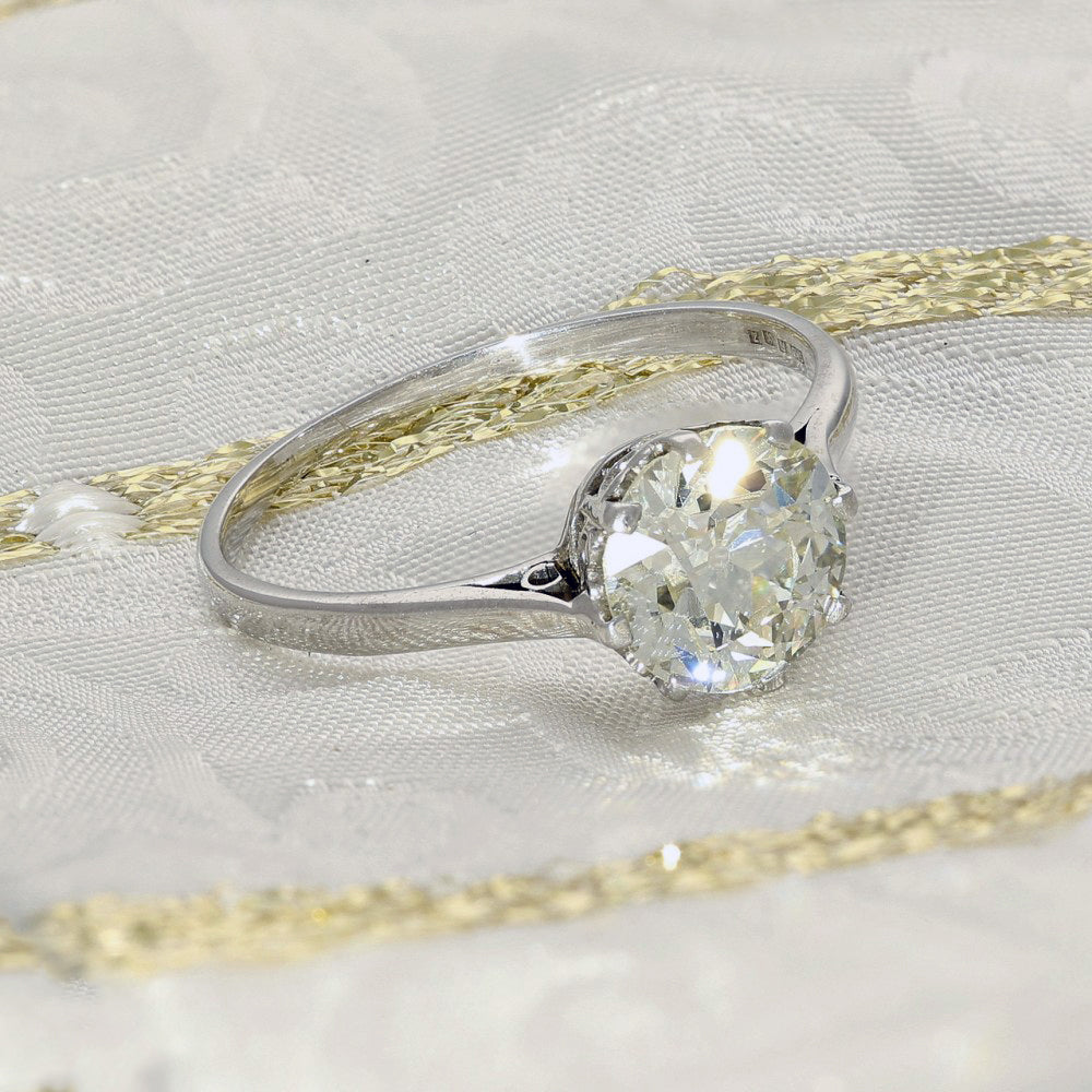 Antique Platinum 2ct Old Cut Diamond Solitaire Engagement Ring