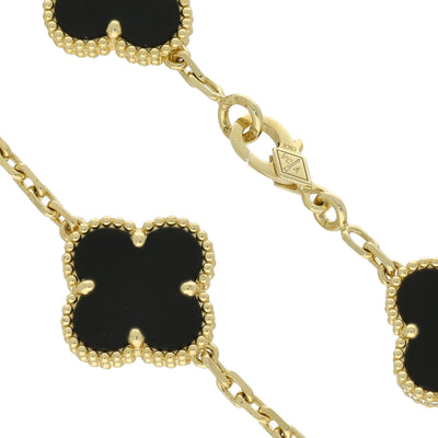 Pre-Loved Van Cleef & Arpels Vintage Alhambra Bracelet, 5 Motifs - 18ct Yellow Gold & Black Onyx