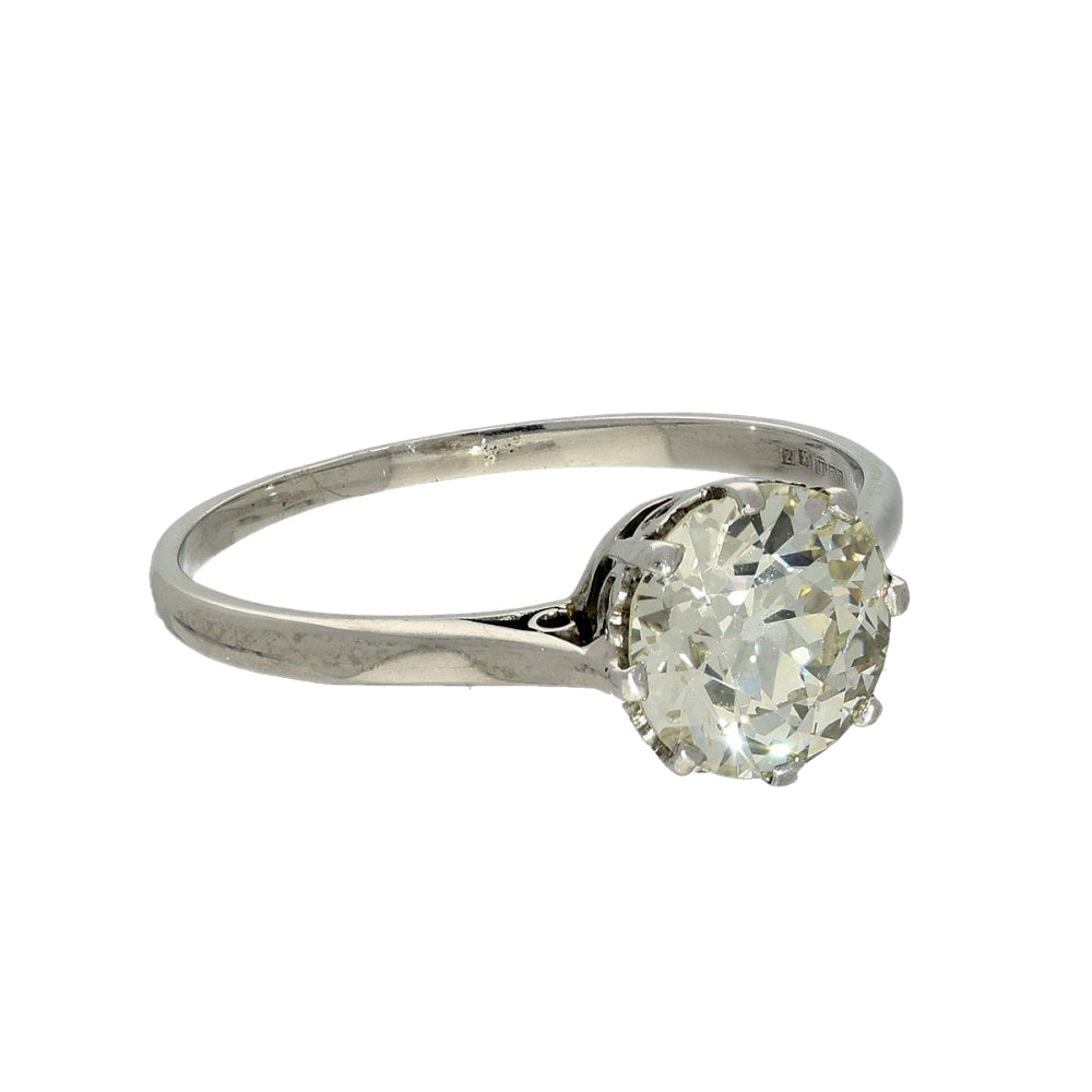 Antique Platinum 2ct Old Cut Diamond Solitaire Engagement Ring