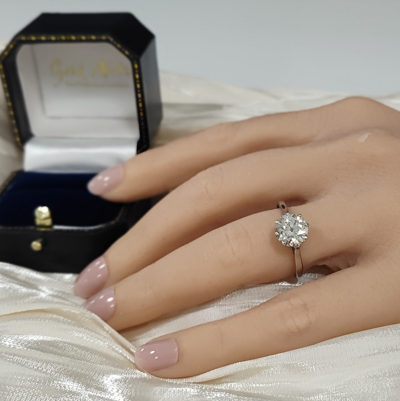 Antique Platinum 2ct Old Cut Diamond Solitaire Engagement Ring