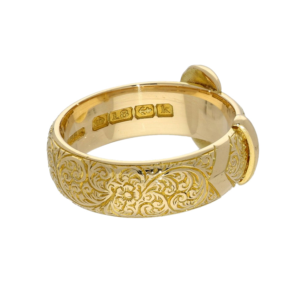 Antique 18ct Yellow Gold Patterned Buckle Ring c.1909