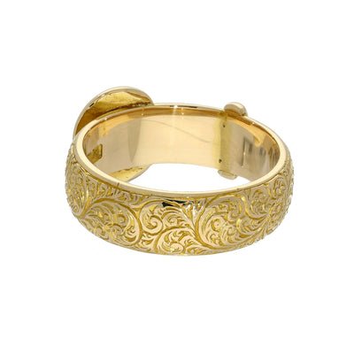 Antique 18ct Yellow Gold Patterned Buckle Ring c.1909