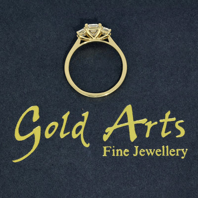 18ct Yellow Gold Laboratory-Grown Diamond 1.50ct Emerald Cut Trilogy Ring