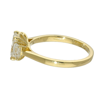 18ct Yellow Gold Laboratory-Grown Diamond 1.50ct Emerald Cut Trilogy Ring