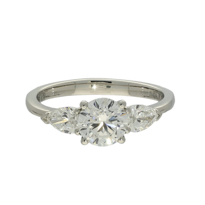 Platinum 1.50ct Laboratory-Grown Diamond Pear & Round Trilogy Ring