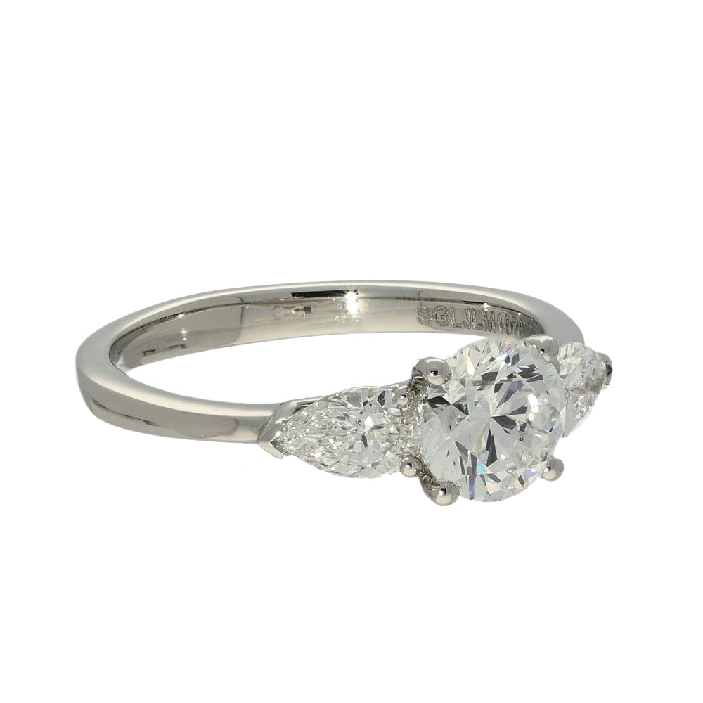 Platinum 1.50ct Laboratory-Grown Diamond Pear & Round Trilogy Ring