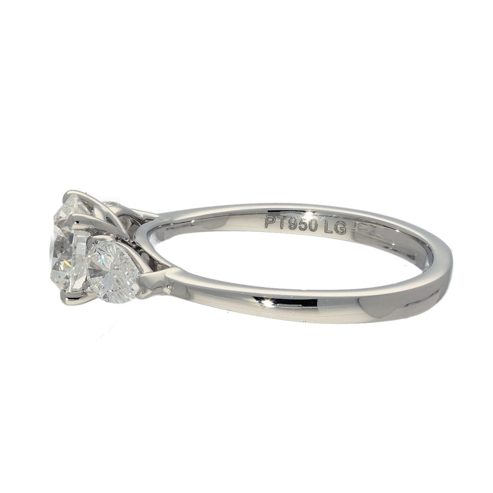 Platinum 1.50ct Laboratory-Grown Diamond Pear & Round Trilogy Ring
