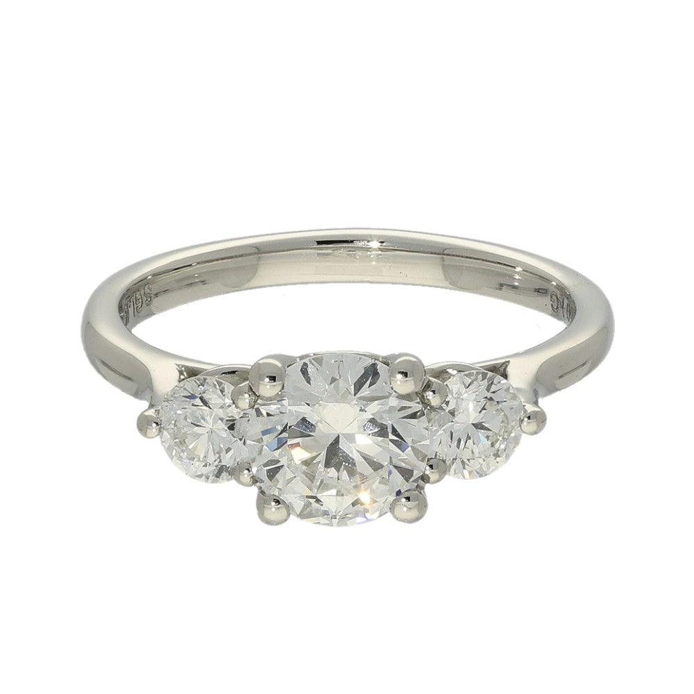 Platinum 1.50ct Laboratory-Grown Diamond Round Brilliant Cut Trilogy Ring