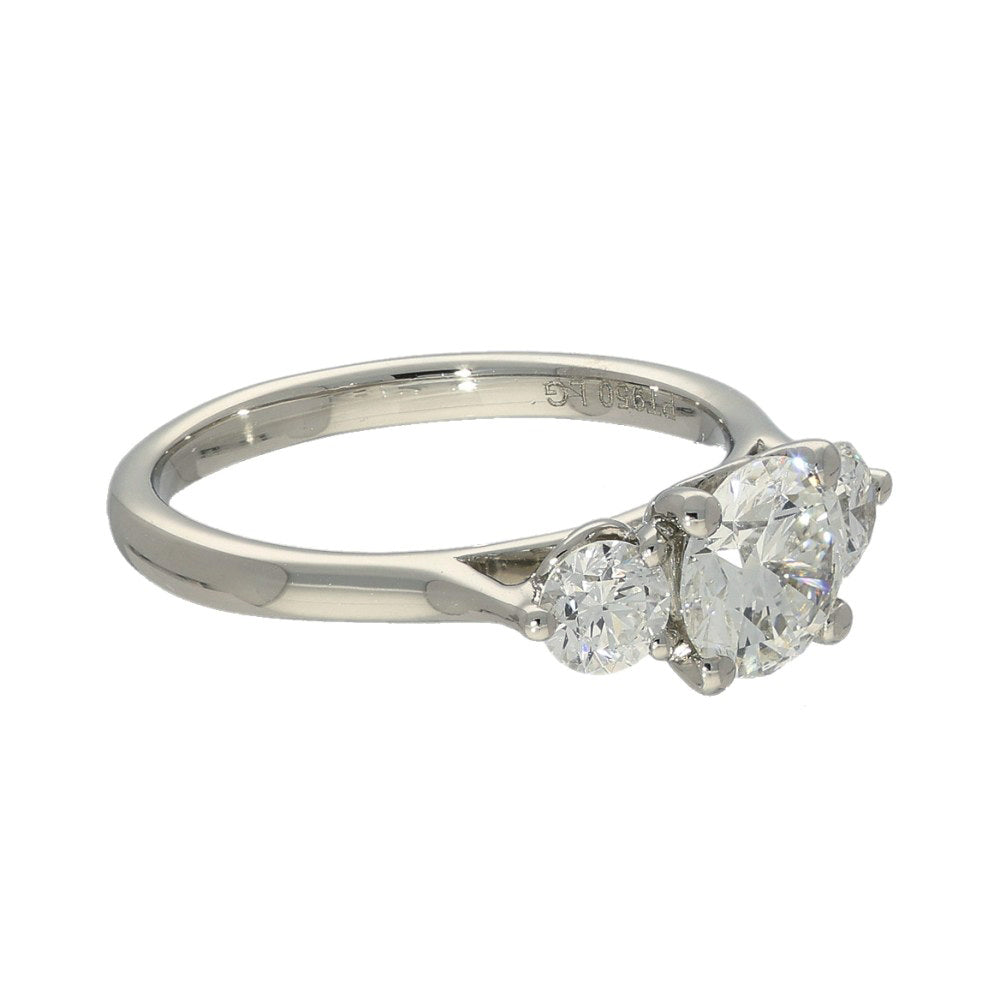 Platinum 1.50ct Laboratory-Grown Diamond Round Brilliant Cut Trilogy Ring