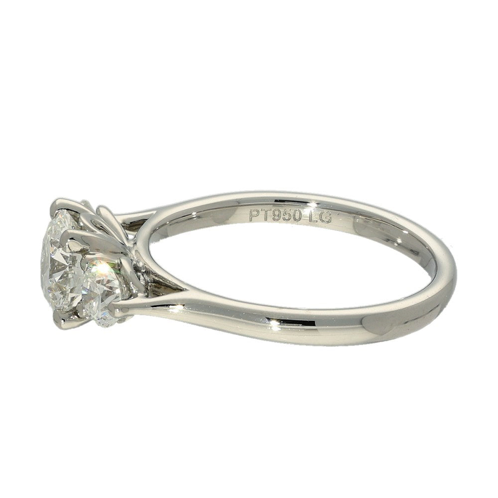 Platinum 1.50ct Laboratory-Grown Diamond Round Brilliant Cut Trilogy Ring
