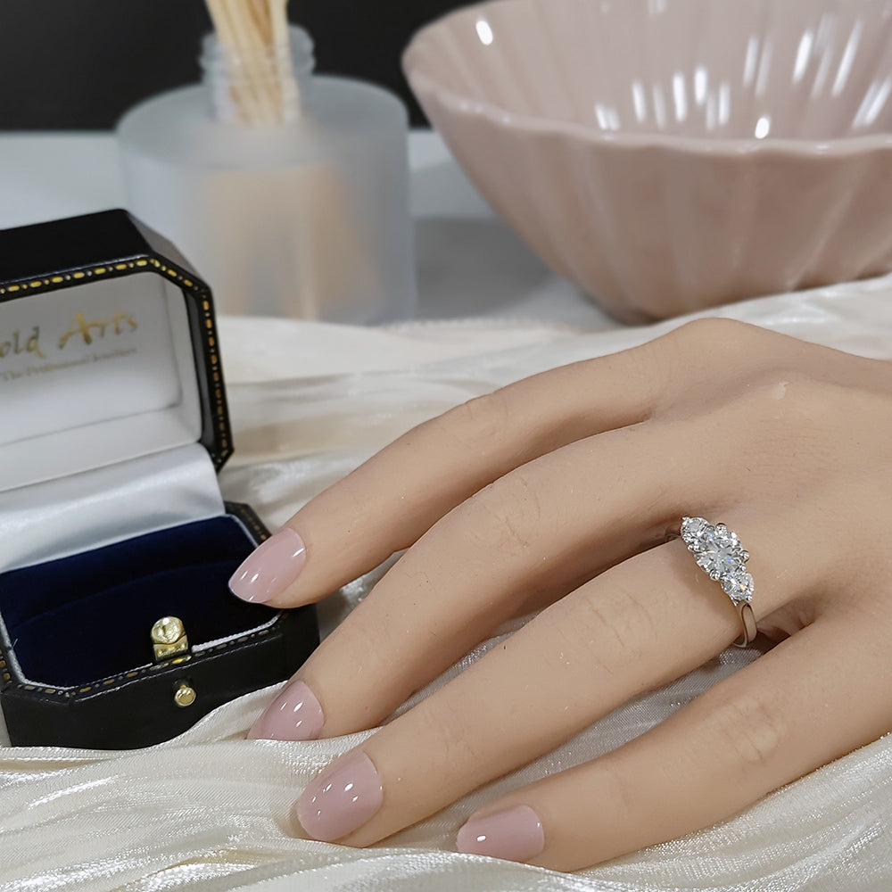 Platinum 1.50ct Laboratory-Grown Diamond Round Brilliant Cut Trilogy Ring