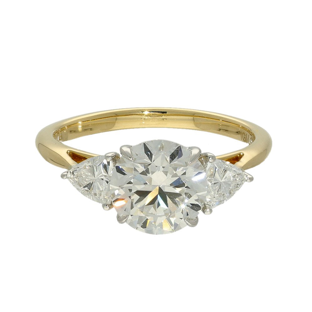 18ct Yellow Gold Laboratory-Grown Diamond 2ct Round & Trilliant Cut Trilogy Ring
