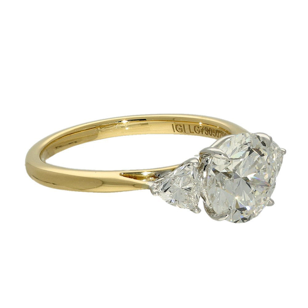18ct Yellow Gold Laboratory-Grown Diamond 2ct Round & Trilliant Cut Trilogy Ring