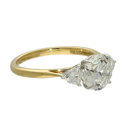 18ct Yellow Gold Laboratory-Grown Diamond 2ct Round & Trilliant Cut Trilogy Ring