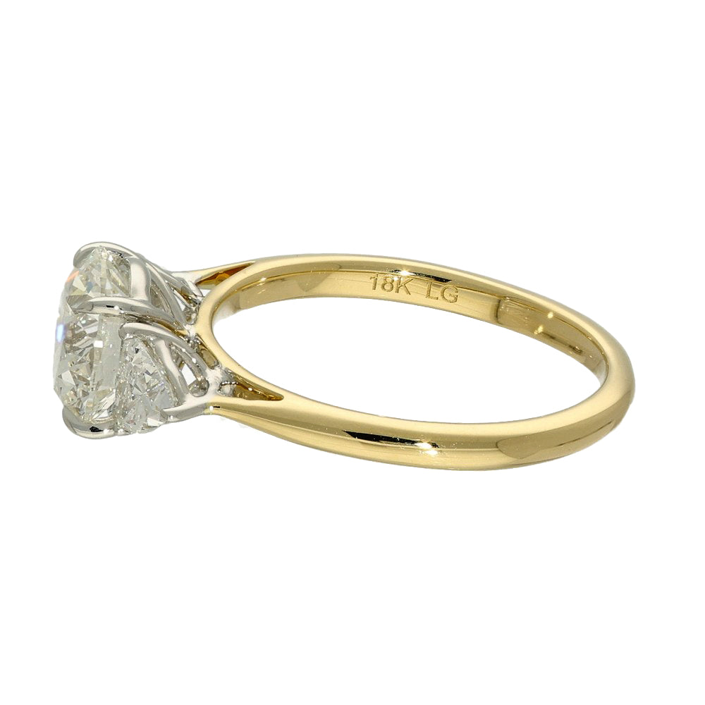 18ct Yellow Gold Laboratory-Grown Diamond 2ct Round & Trilliant Cut Trilogy Ring