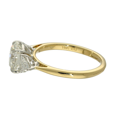 18ct Yellow Gold Laboratory-Grown Diamond 2ct Round & Trilliant Cut Trilogy Ring