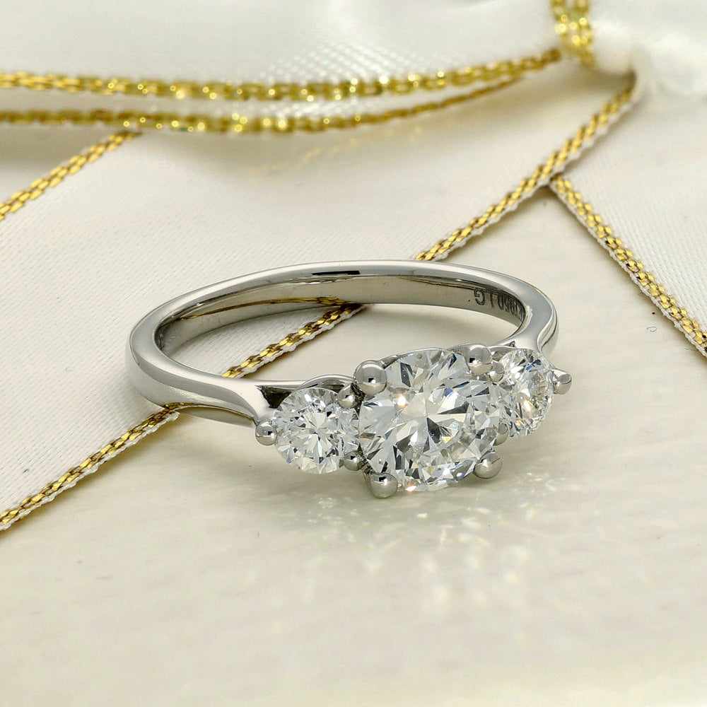 Platinum 1.50ct Laboratory-Grown Diamond Round Brilliant Cut Trilogy Ring