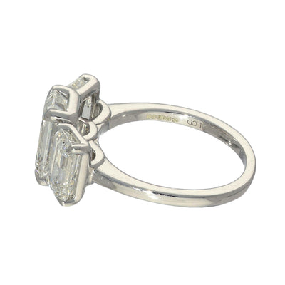 9ct White Gold Laboratory-Grown 5ct Emerald Cut Diamond Trilogy Ring