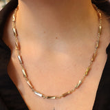 Preowned 9ct Tri-colour 22" Fancy Concave Bar Necklace