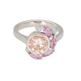 9ct White Gold, Pink Laboratory-Grown Diamond, Pink Topaz & Opal 'Peony' Ring
