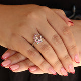 9ct White Gold, Pink Laboratory-Grown Diamond, Pink Topaz & Opal 'Peony' Ring