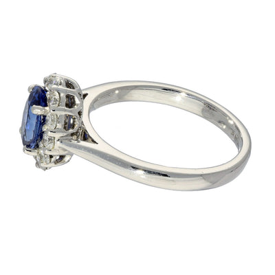 Platinum Oval Sapphire & Diamond Halo Ring