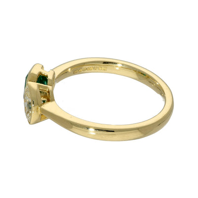 18ct Yellow Gold Toi et Moi Emerald and Marquise Diamond Ring