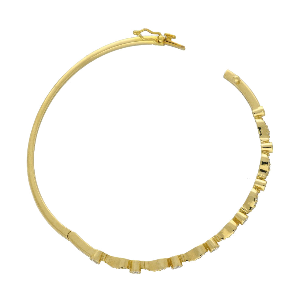 18ct Yellow Gold Wave Vintage Style Diamond Bangle