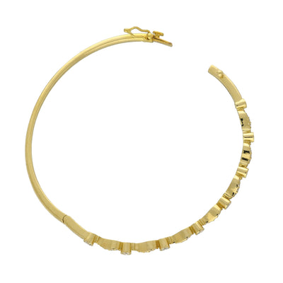 18ct Yellow Gold Wave Vintage Style Diamond Bangle