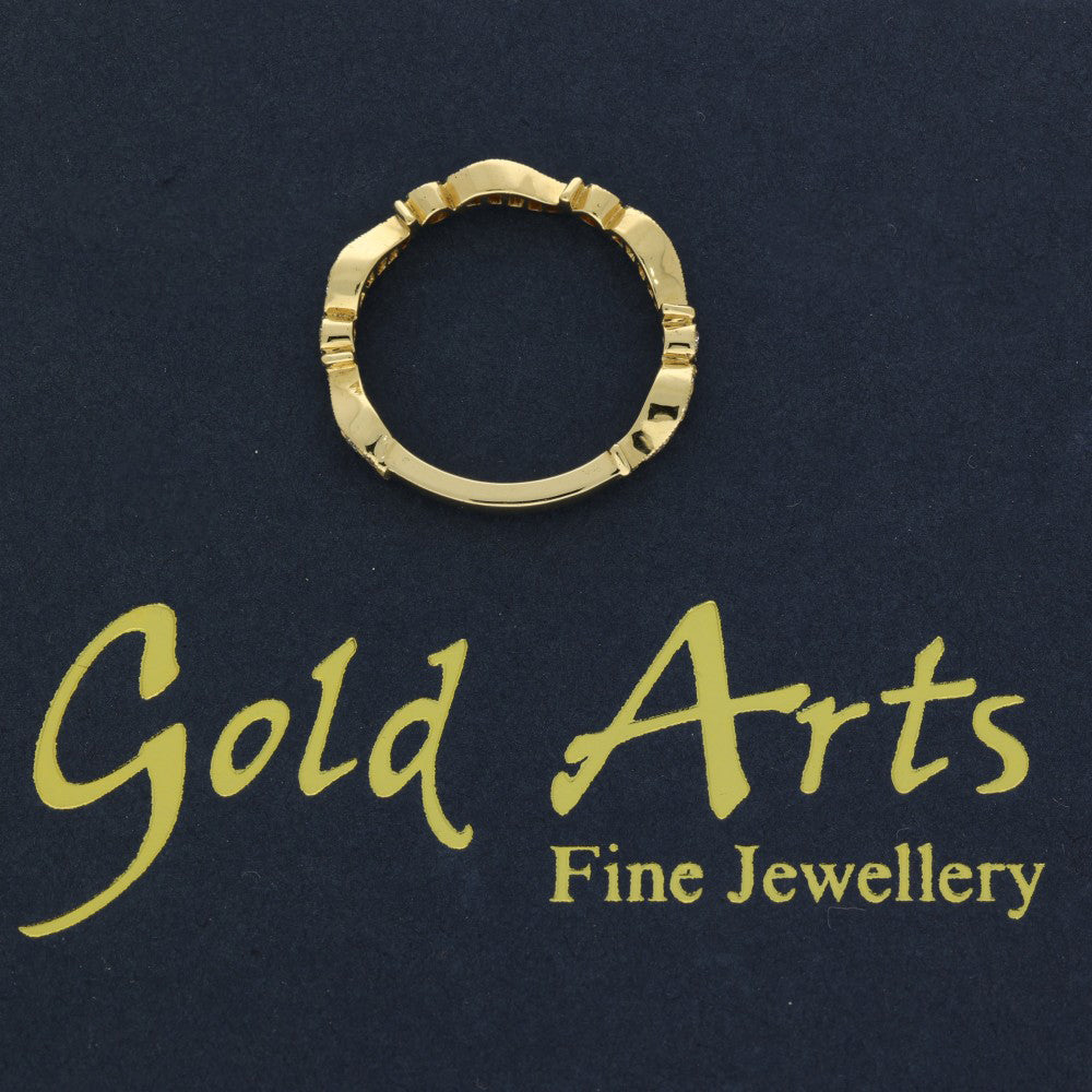 18ct Yellow Gold Wave Vintage Style Diamond Eternity Ring